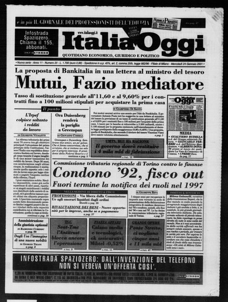 Italia oggi : quotidiano di economia finanza e politica